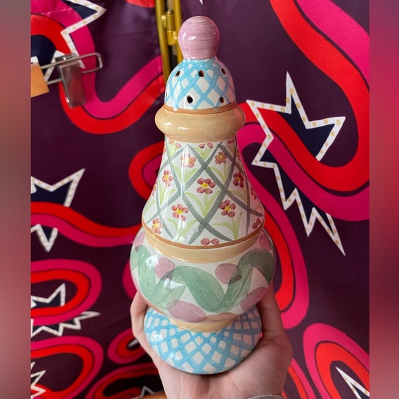 Vintage Mackenzie Childs Sugar Shaker Monet Ceramic Pottery Hand Painted Floral - Picture 2 of 9